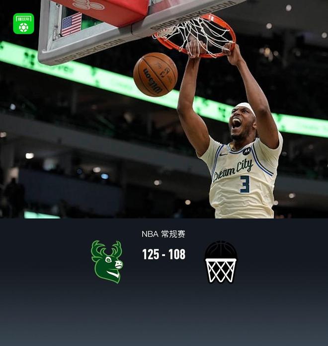 雄鹿125-108轻取篮网，AJ-格林35+5+4，科马克-瑞安28分