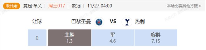歐冠強(qiáng)強(qiáng)對決 大巴黎能否繼歐超杯后再勝熱刺？