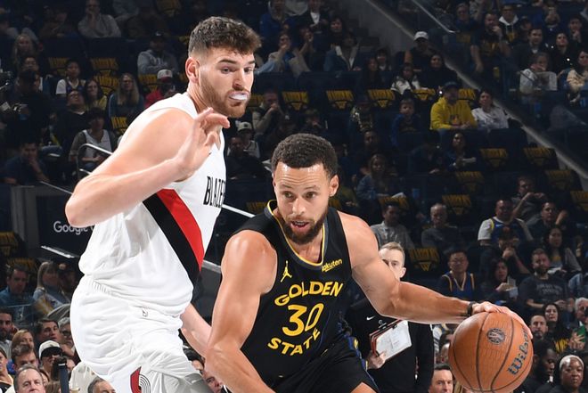 勇士遭雙殺！庫里單節(jié)6中6轟38+9三分 開拓者DNP楊瀚森結(jié)束4連敗