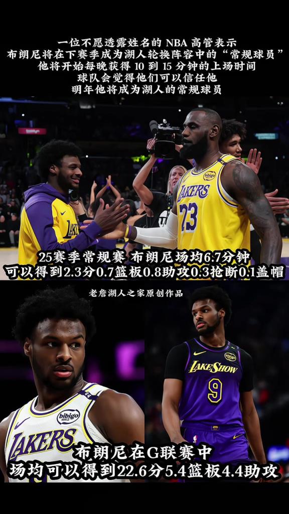 一位不愿透露姓名的NBA高管透露布朗尼下赛季将进入常规轮换！