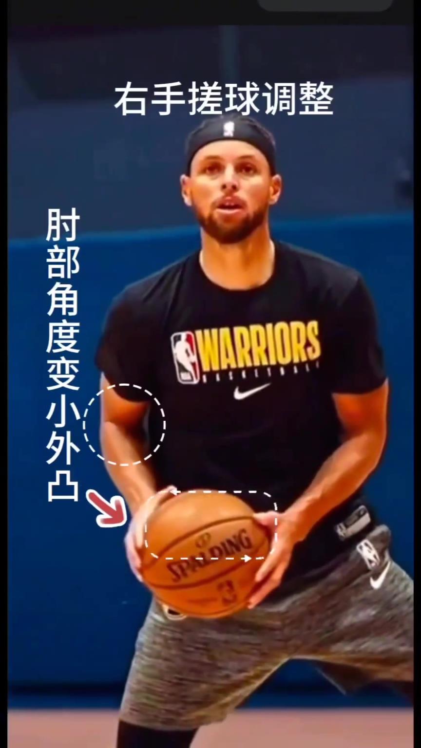 库里在沉球时有时右手搓球调整，调整为投篮持球手型