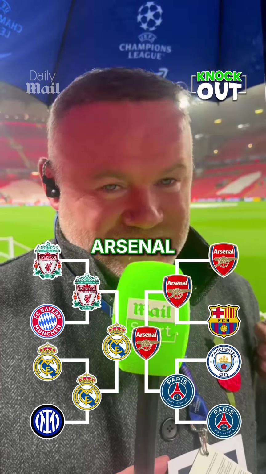 老對手的認(rèn)可！魯尼快問快答歐冠對決：阿森納戰(zhàn)勝皇馬奪冠