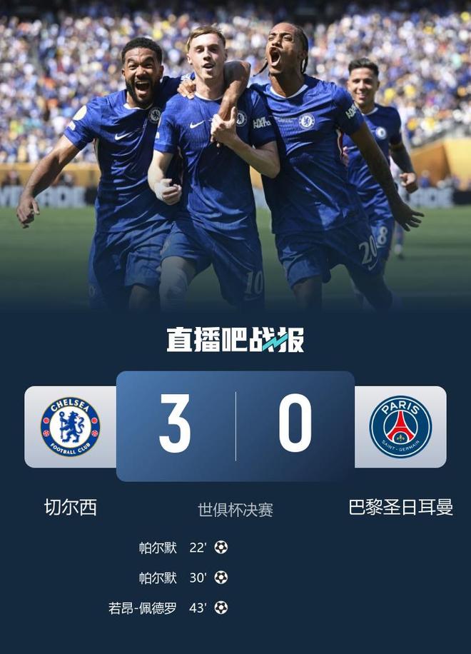 歐協(xié)聯(lián)冠軍暴揍歐冠冠軍！切爾西3-0巴黎登頂世俱杯 帕爾默2射1傳