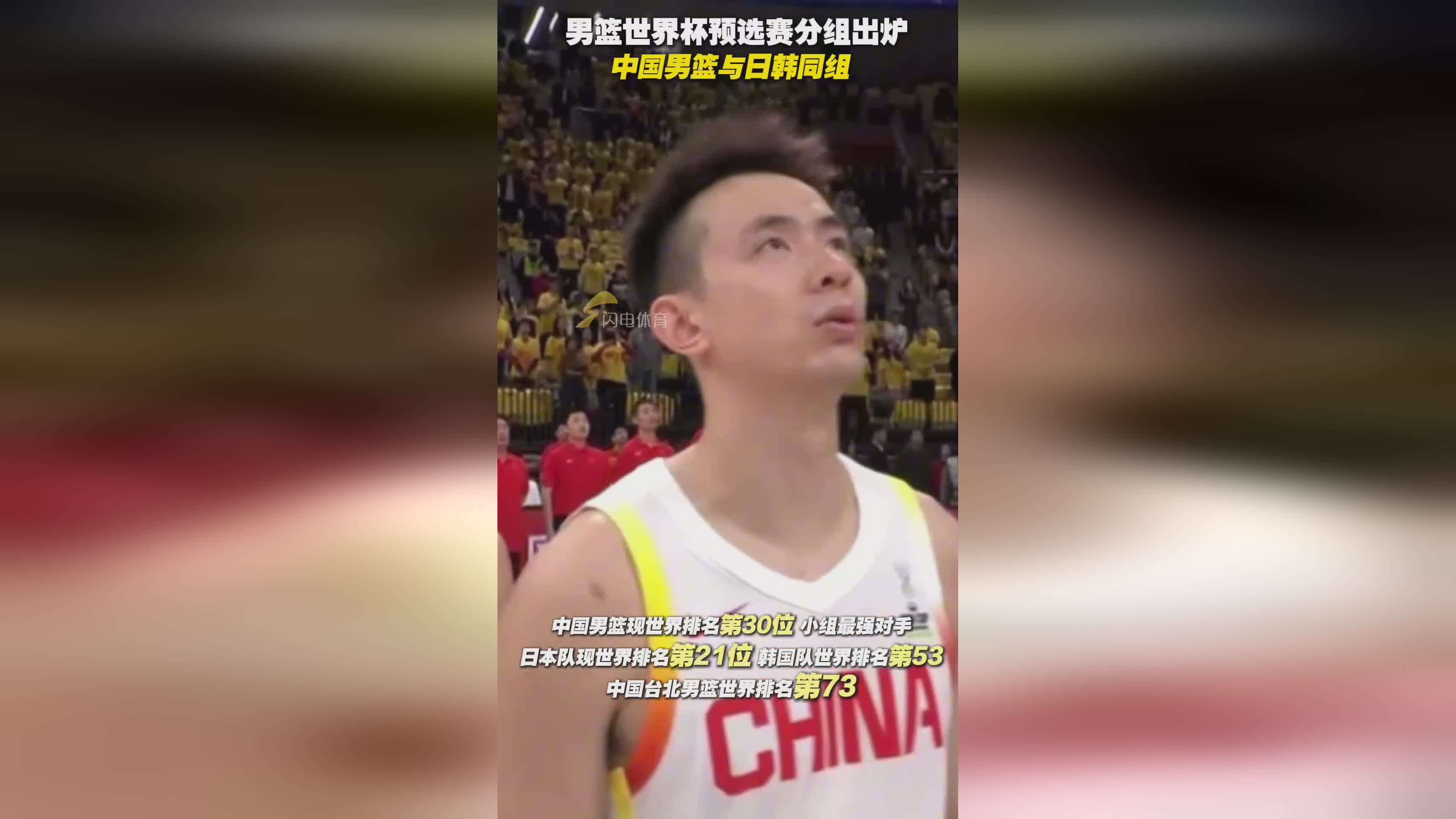 男篮世界杯预选赛分组出炉 中国男篮与日韩同组