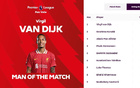 英超官方：範迪克當選利物浦1-0萊斯特城全場最佳球員