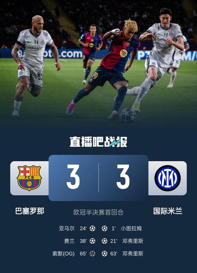 精彩！單場歐冠半決賽雙方都至少打進3球，為曆史第三次出現