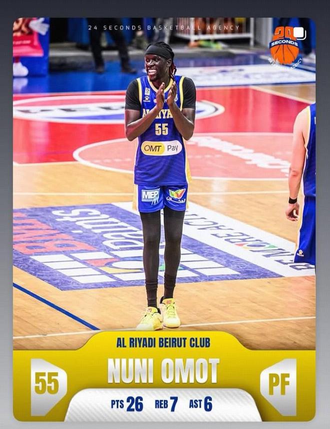 CBA水平還是高，前北京外援奧莫特黎巴嫩首秀砍下26分7板6助