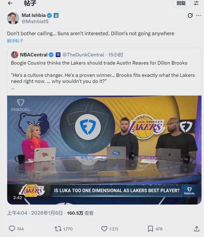 3換1！老板正式回應！拒絕湖人交易