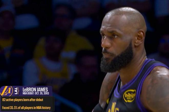 詹姆斯曾與歷史上35.5%的NBA球員交過手，有82名現(xiàn)役球員在他首秀后出生