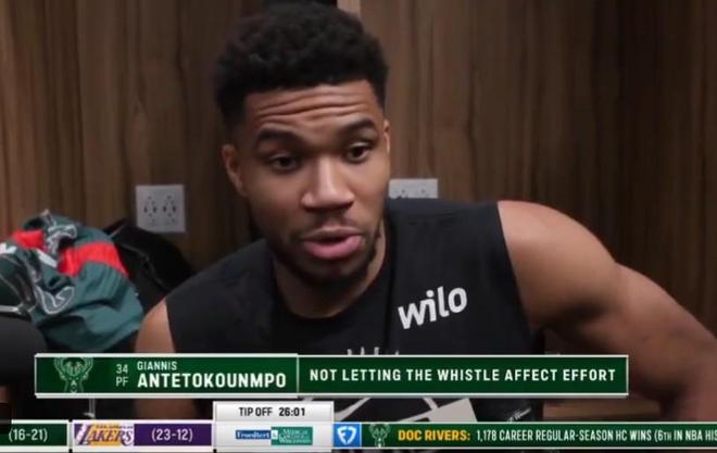 字母哥：我倒地通常是有人推我或者打我臉，為什么裁判不吹？