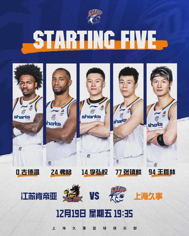 CBA常規賽第3輪，上海男籃101:89戰勝江蘇肯帝亞