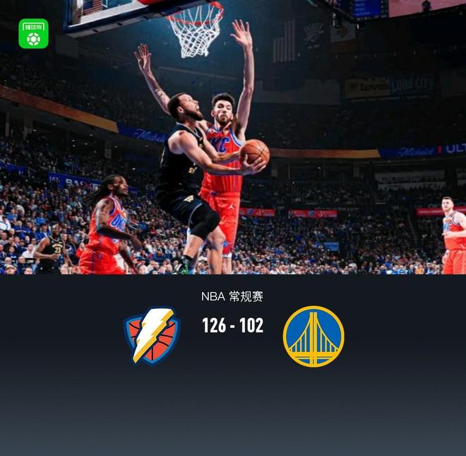 雷霆126-102輕取勇士，庫裏複出13中4得11分，亞曆山大28+11