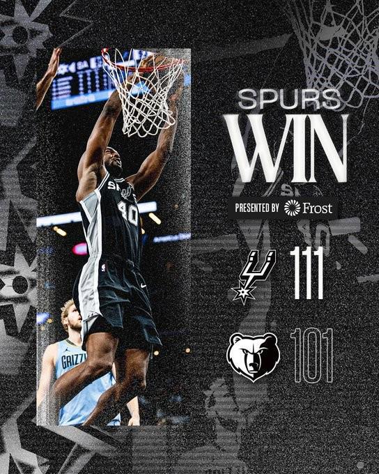 终破心魔，马刺终结主场对灰熊11连败，上次取胜还在19年1月