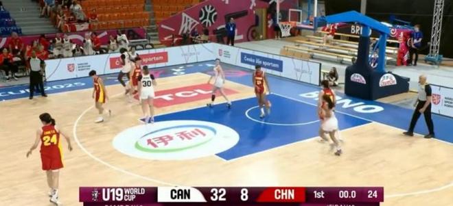 全面下风！中国女篮U19首节8-32净负加拿大队24分 梁雅琦6分