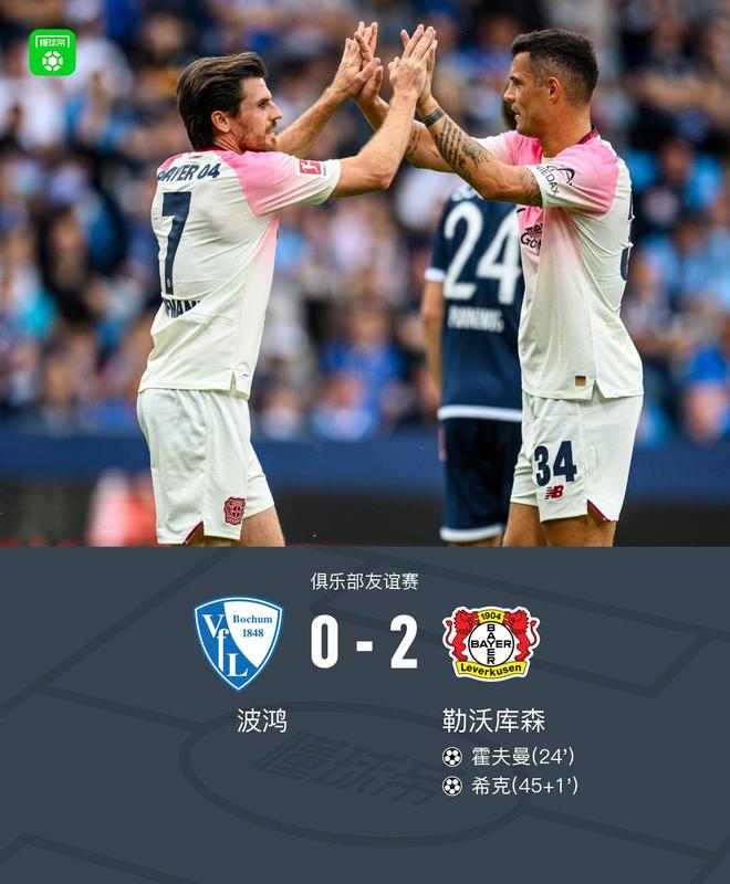 勒沃库森2-0波鸿，霍夫曼建功，希克破门