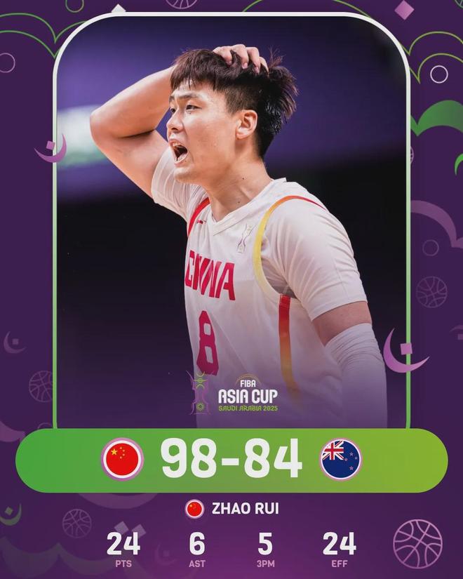 赵睿MVP！中国男篮大胜新西兰！时隔十年重返亚洲杯决赛