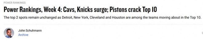 火箭隊(duì)升至第3！NBA戰(zhàn)力榜更新：湖人6勇士11快船一口氣暴跌10位