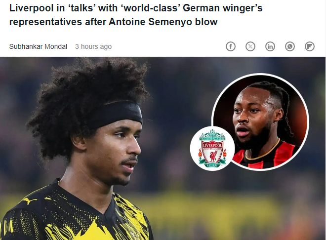 错失塞梅尼奥!利物浦火速敲定替代者:6000万求购多特边锋