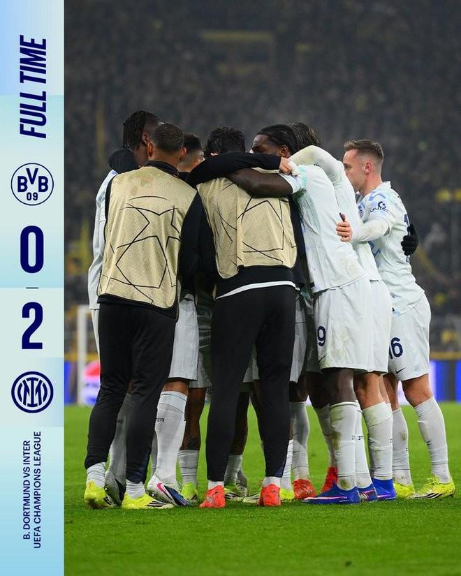 客场2-0击败多特,国米本赛季意甲和欧冠8战强队首次取胜