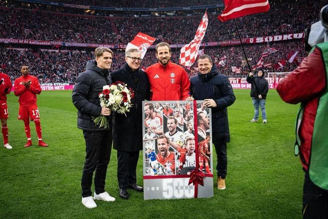 荣耀时刻，凯恩赛前获赠职业生涯500球里程碑纪念礼物