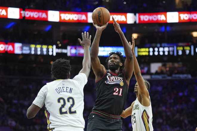 乔治禁赛！恩比德40+11率76人力克鹈鹕 贝34分锡安6中2