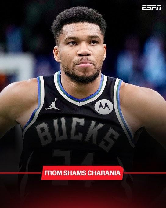 Shams：字母哥左侧腹股沟轻微拉伤，将缺席1至2周