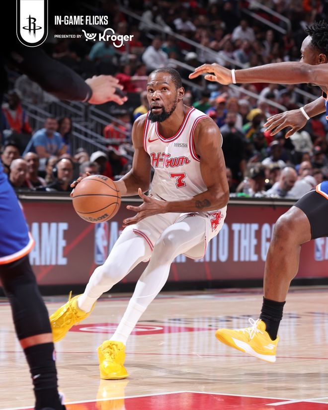 杜兰特27+6+8火箭击败尼克斯3连胜,唐斯22+8布伦森仅12分