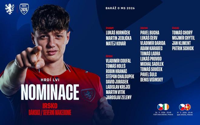 捷克新一期大名單:紹切克、希克領銜,曹法爾、舒爾茨在列