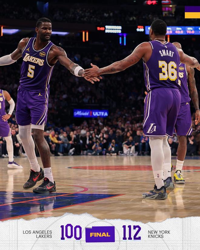 尼克斯3人20+擒湖人6连胜 东契奇30+15+8勒布朗22+5+6