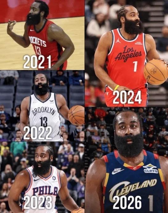 哈登6年5隊：4次申請交易“換隊”有望延續神跡 能否沖冠成功？