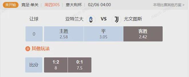 意大利杯1/4決賽焦點戰 亞特蘭大與尤文誰能晉級？