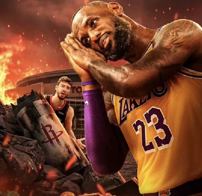 火箭99-93险胜湖人，詹姆斯累坏了，里夫斯很尴尬，雷霆开心坏了