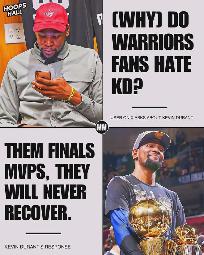 杜兰特贴脸开大，称勇士球迷不喜欢自己，是因为库里