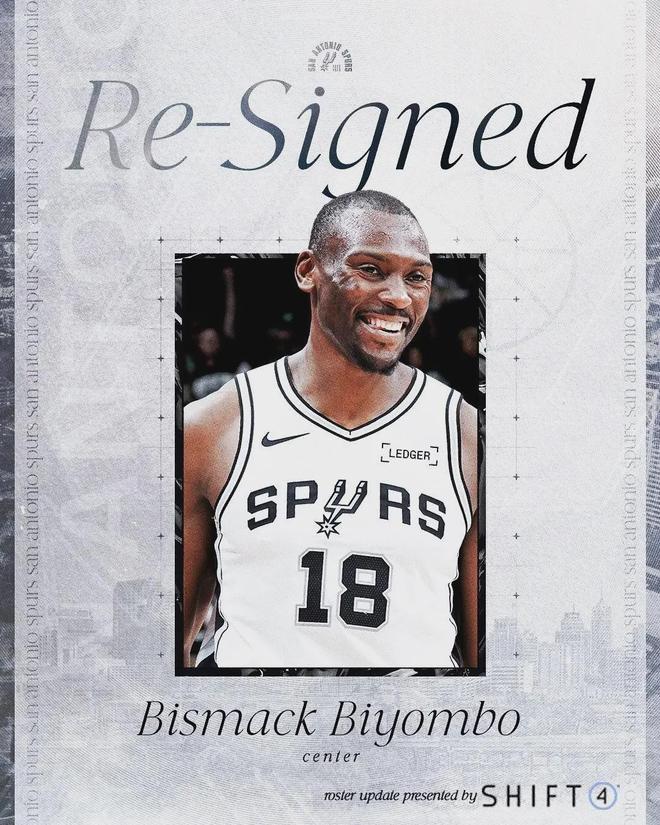 宣布了！恭喜文班亚马！重新签约26板大中锋