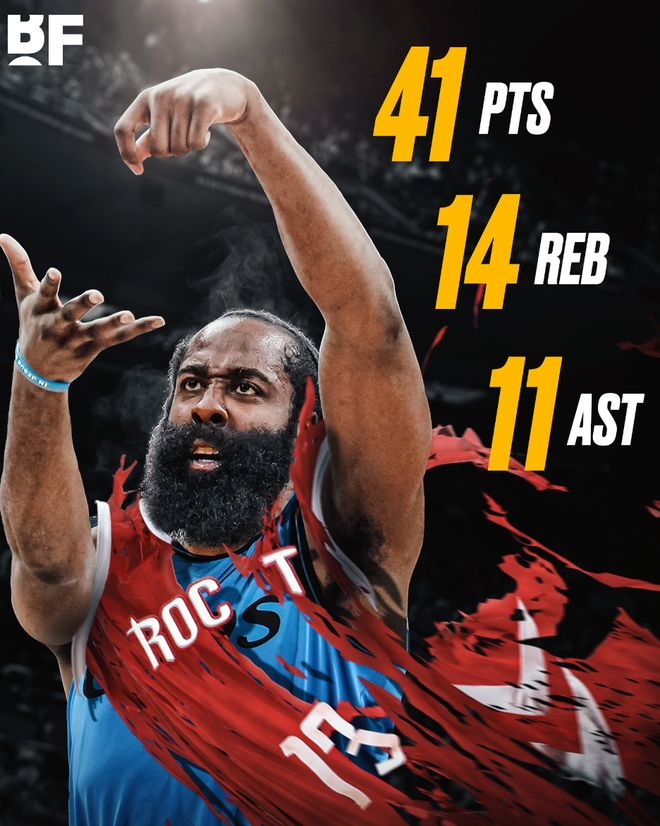 36岁哈登一战创7纪录显心酸!近三战场均40分钟 美记:贡献超小卡