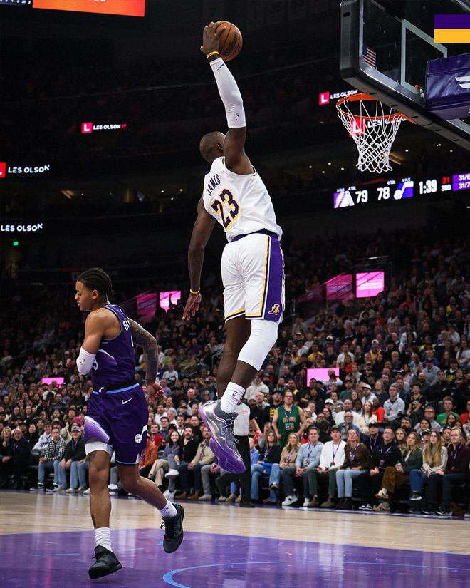 东契奇33+11+8湖人拒绝逆转险胜爵士4连胜,勒布朗17+6+8