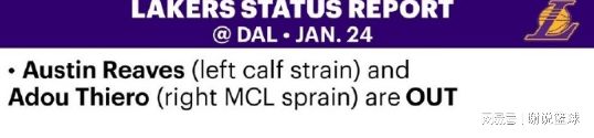 湖人官方更新傷病報告：里夫斯有望在客場復出，次輪新秀成老大難