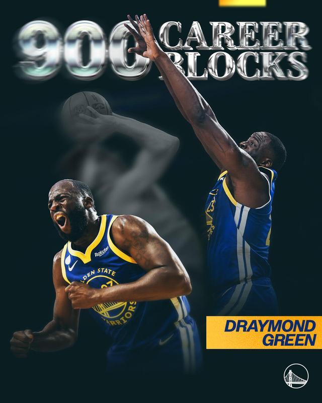 勇士队史第二人！追梦生涯封盖总数达900次里程碑...