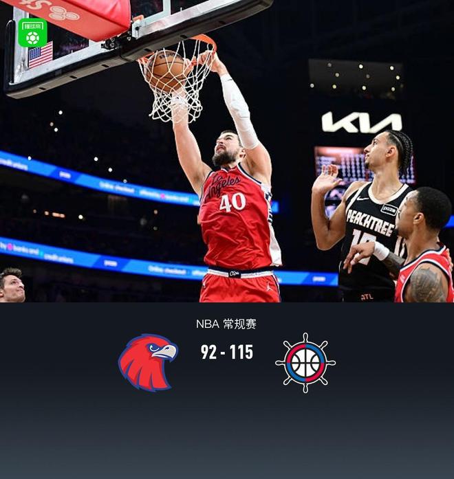 快船115-92大胜残阵老鹰终结5连败,哈登27+4+9,伦纳德21+6+5