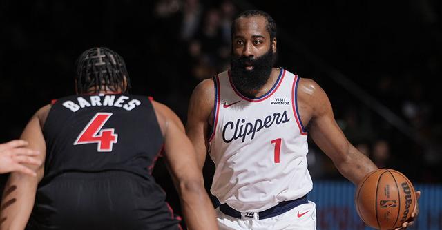 哈登31+10巴恩斯24+7+6 快船客場加時險勝猛龍