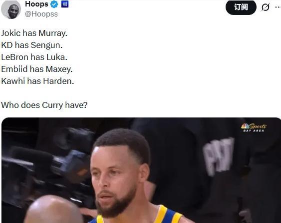 其他巨星身边都有帮手!美媒:库里身边有谁?