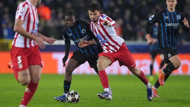 马竞欧冠对布鲁日4场不胜，只有对皇马时才遭遇更长不胜