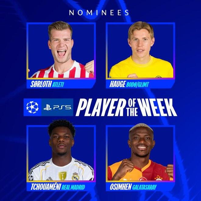 欧冠本周最佳球员候选：瑟洛特、海于格、楚阿梅尼、奥斯梅恩