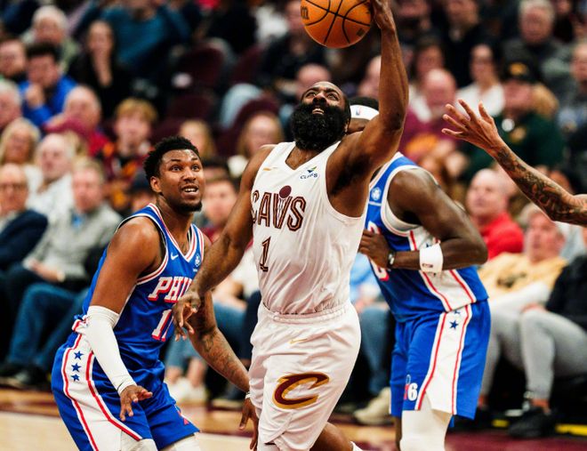 哈登21+5+5一战造三大神迹！米切尔17分落选秀暴走，骑士横扫76人