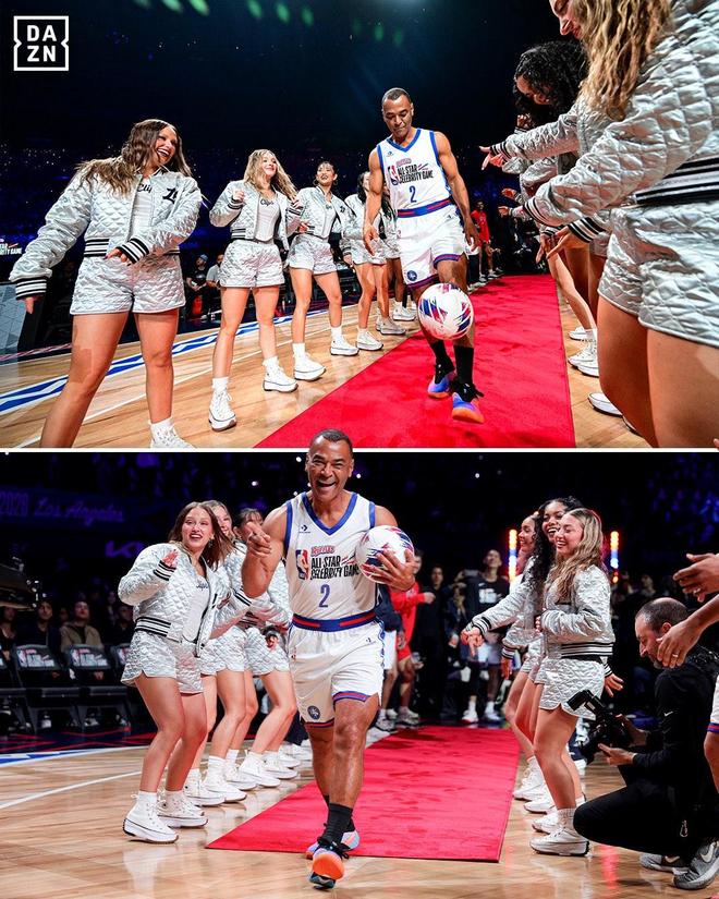 巴西名宿卡福参加NBA全明星名人赛，赛前颠球入场引欢呼