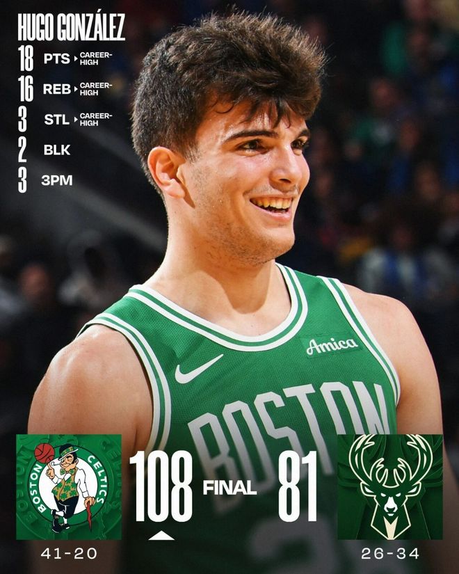 又爆一个！单场轰下18分16篮板3抢断，28顺位啊，绿军眼光真毒辣