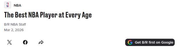 美媒评NBA现役各年龄最佳球员！火箭申京入选 杜兰特不敌库里落选