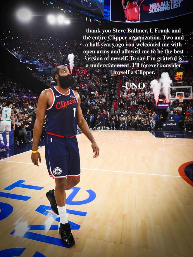 哈登告别快船：我将永远视自己为快船的一份子