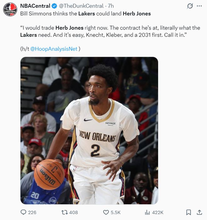 名嘴曝湖人将追琼斯！湖媒列6换3方案：造全新15人名单助老詹冲冠