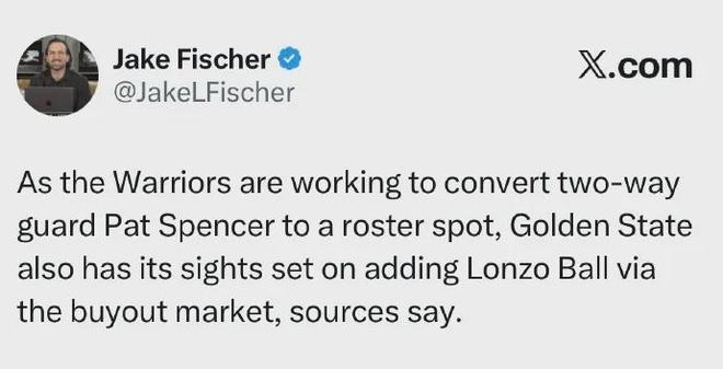 来了来了！曝勇士有意签约！你好，NBA榜眼秀！